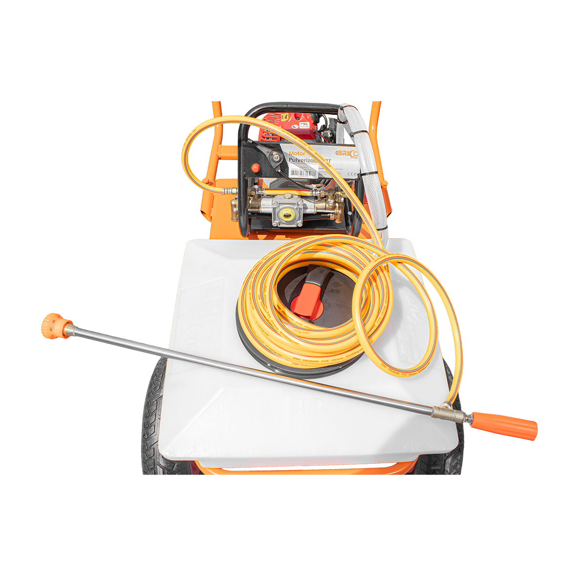 Bricoferr Carretilla sulfatadora de 2 ruedas 26cc 50L con manguera de 10 metros y lanza de 90 cm - Imagen 4