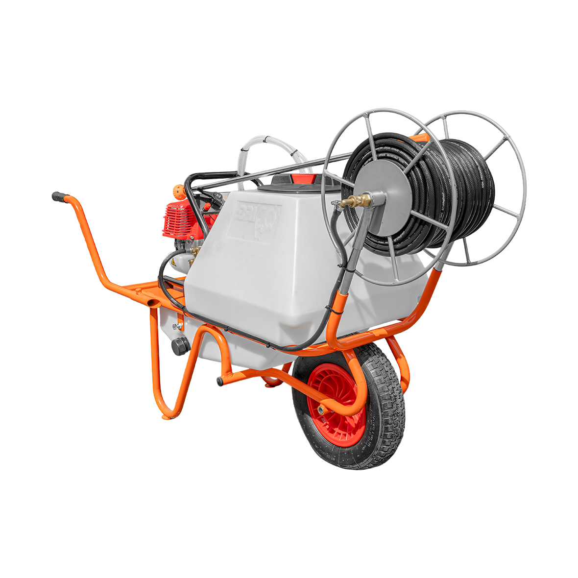Bricoferr Carretilla sulfatadora de 1 rueda 31.5cc 80L con manguera de 50 metros y lanza de 90 cm - Imagen 2