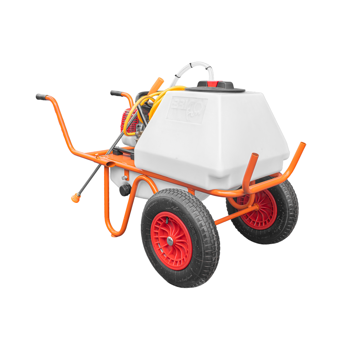 Bricoferr Carretilla sulfatadora de 2 ruedas 26cc 80L con manguera de 10 metros y lanza de 90 cm - Imagen 2