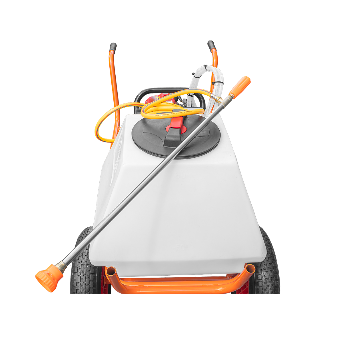 Bricoferr Carretilla sulfatadora de 2 ruedas 26cc 80L con manguera de 10 metros y lanza de 90 cm - Imagen 3