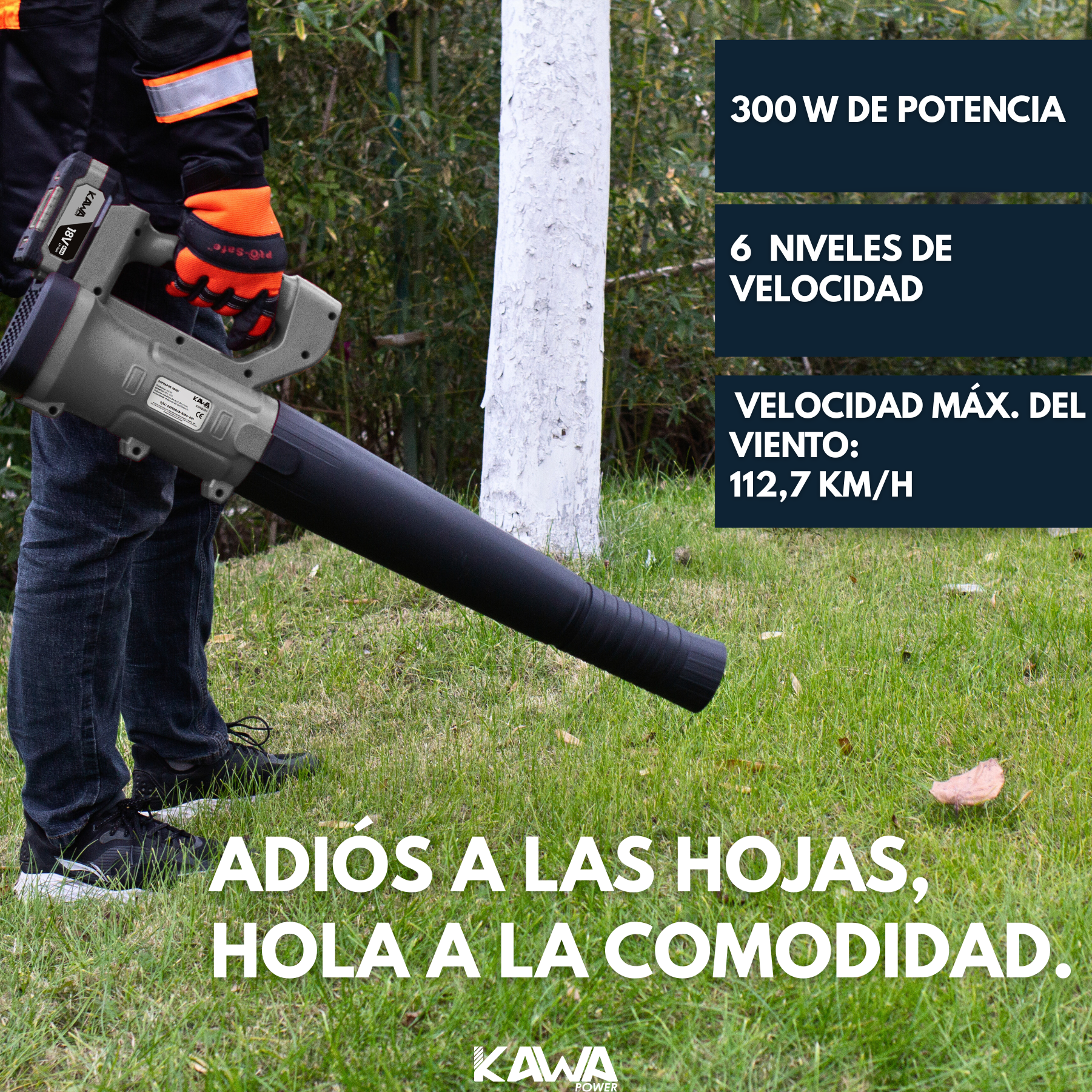 Kawapower Soplador a batería 18V 2x4Ah 18V 300W - Imagen 3